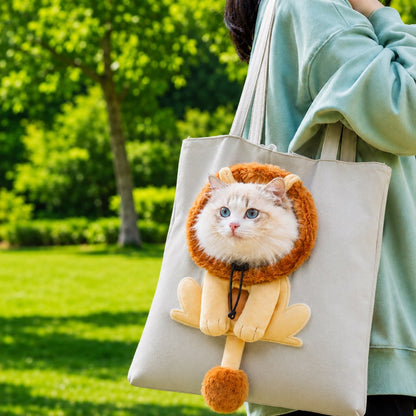 Ortekor Head-Out Cat Carrier Tote for Walks & Vet Visits - Lightweight Canvas Pet Bag for Cats & Small Dogs