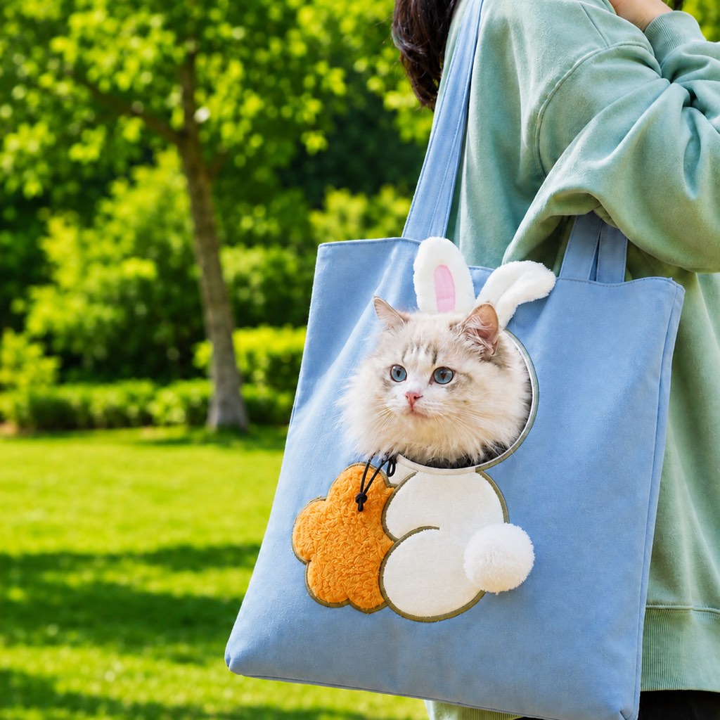 Ortekor Head-Out Cat Carrier Tote for Walks & Vet Visits - Lightweight Canvas Pet Bag for Cats & Small Dogs
