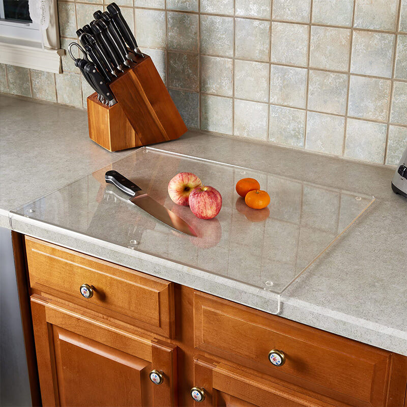Clear Acrylic Kitchen Countertop Protector Board – Heat & Scratch Resistant Workspace Shield for Food Prep, Dishwasher Safe