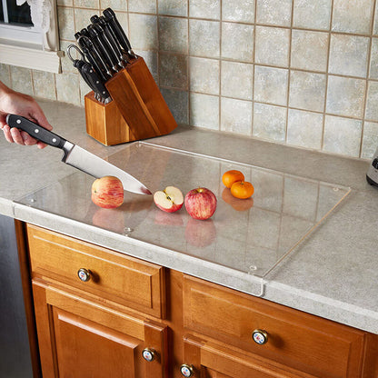 Clear Acrylic Kitchen Countertop Protector Board – Heat & Scratch Resistant Workspace Shield for Food Prep, Dishwasher Safe