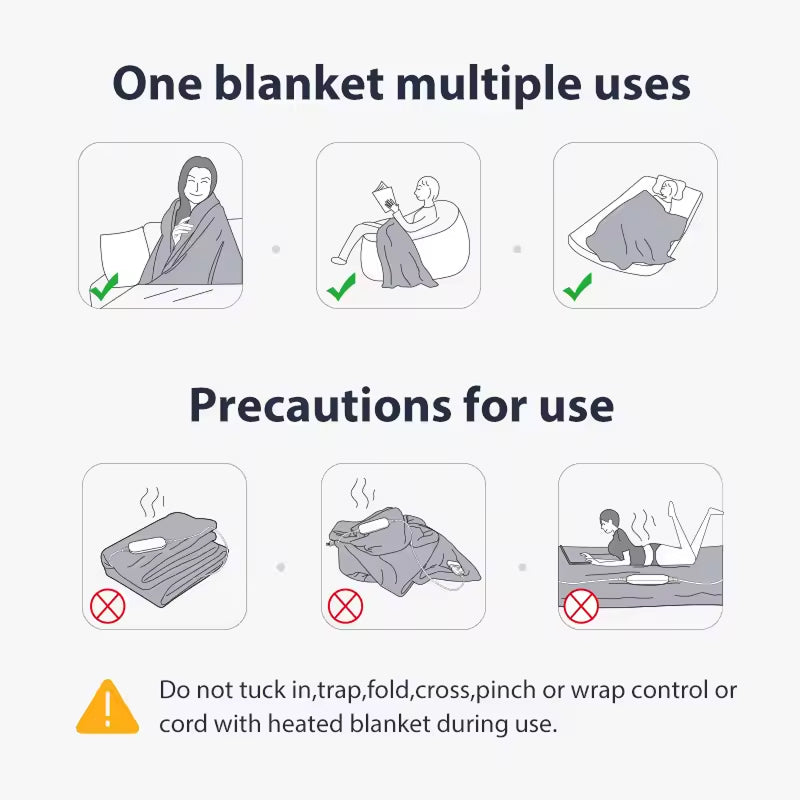 Electric Heated Throw Blanket with 9 Heat Settings & Auto Timer – Dual-Sided Flannel & Sherpa, Washable, Fast Heating, Overheat Protection
