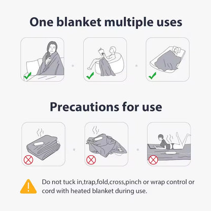 Electric Heated Throw Blanket with 9 Heat Settings & Auto Timer – Dual-Sided Flannel & Sherpa, Washable, Fast Heating, Overheat Protection