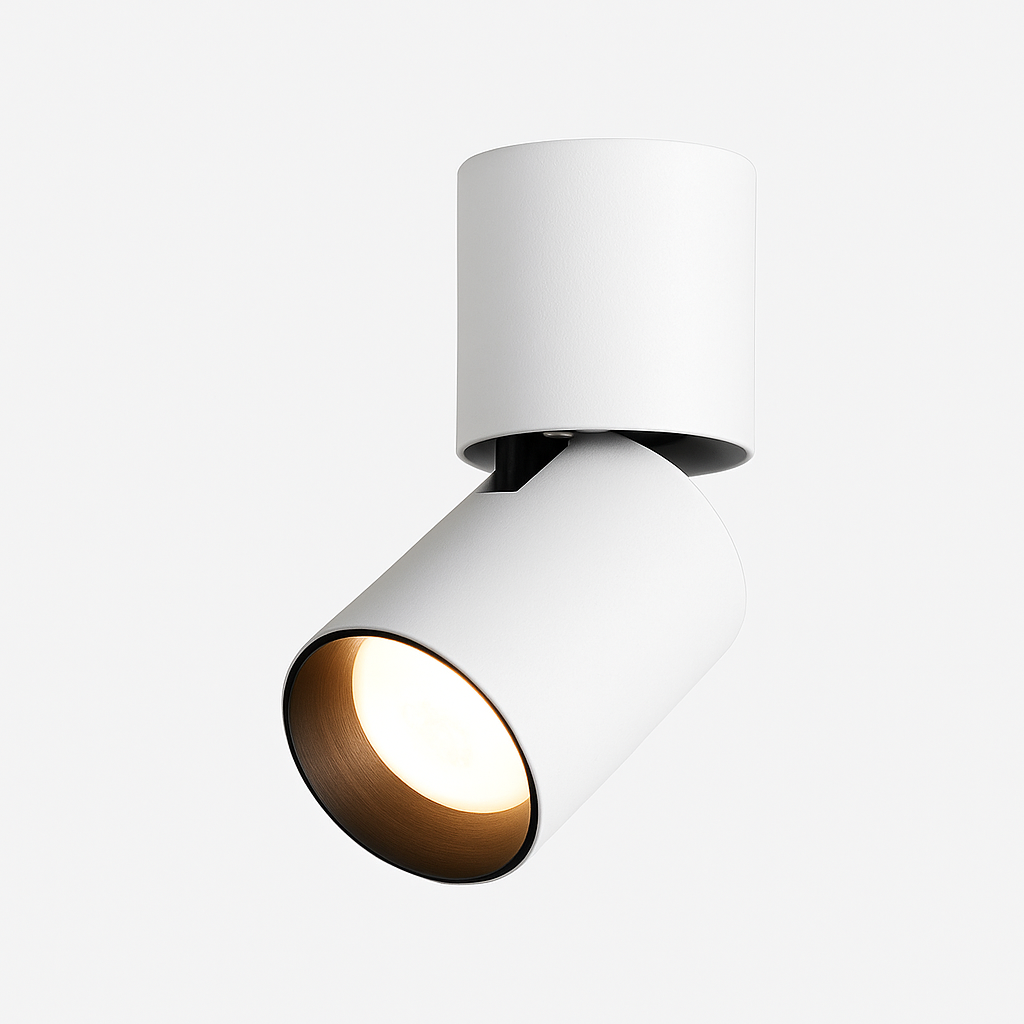 Adjustable Swivel Cylinder LED Spotlight Fixture - Rotating 360° Tiltable Accent Light for Walls & Ceilings - Brushed Aluminum Directional