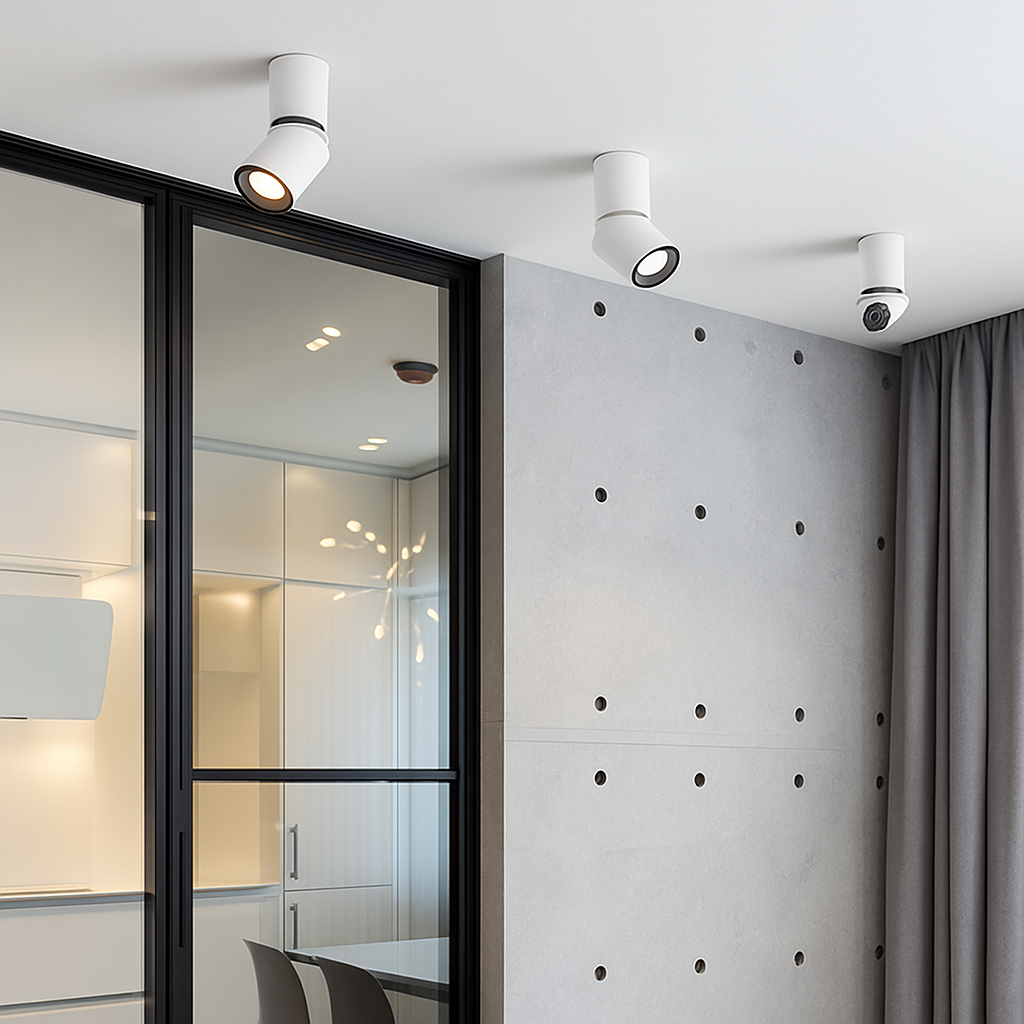 Adjustable Swivel Cylinder LED Spotlight Fixture - Rotating 360° Tiltable Accent Light for Walls & Ceilings - Brushed Aluminum Directional