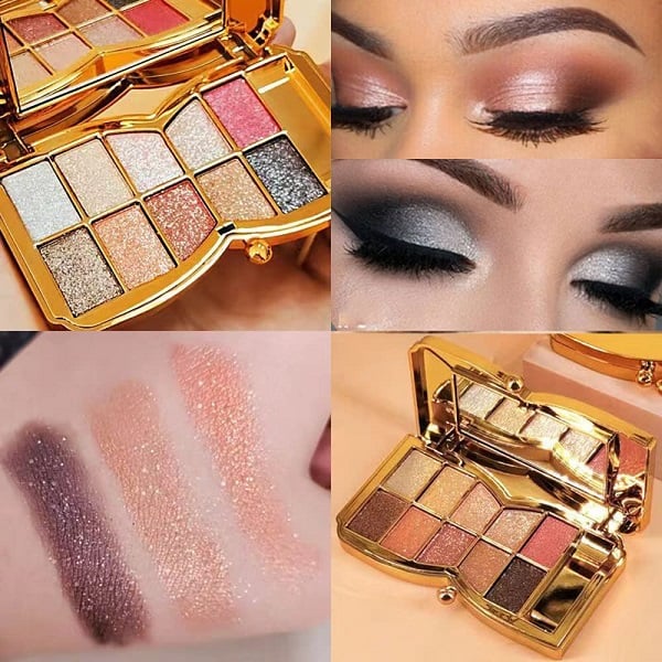 10-Color Glitter Eyeshadow Palette Shimmer Mineral Makeup for Parties Weddings Everyday Looks Highly Pigmented Long-Lasting Eye Shadow