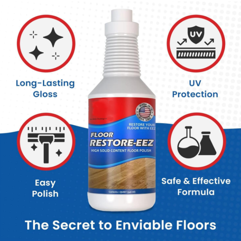 Floor Polish & Restorer Liquid – Revives Shine on Hardwood, Tile & Laminate – Hides Scratches & Renews Color for Living Rooms, Kitchens, Hal