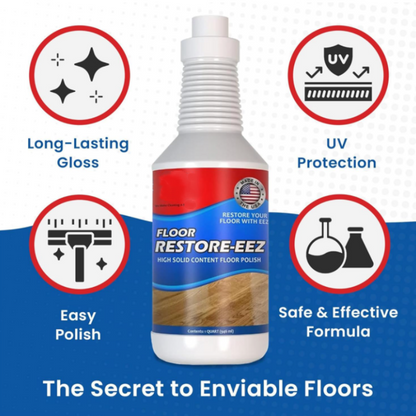 Floor Polish & Restorer Liquid – Revives Shine on Hardwood, Tile & Laminate – Hides Scratches & Renews Color for Living Rooms, Kitchens, Hal