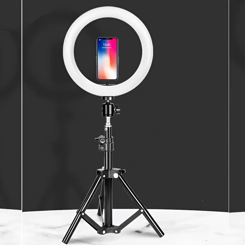 10-Inch Dimmable Ring Light with 22-Inch Tripod Stand and Phone Mount for Selfies, Video Recording, Streaming, Content Creation, Beauty