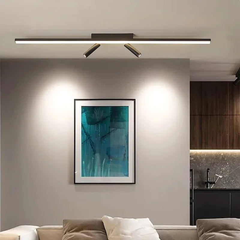 Linear Black Metal LED Spotlight Track Fixture 39-Inch Adjustable Ceiling Light for Bedroom Living Room Modern Home Lighting Bar Directional