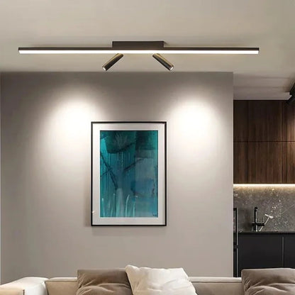 Linear Black Metal LED Spotlight Track Fixture 39-Inch Adjustable Ceiling Light for Bedroom Living Room Modern Home Lighting Bar Directional