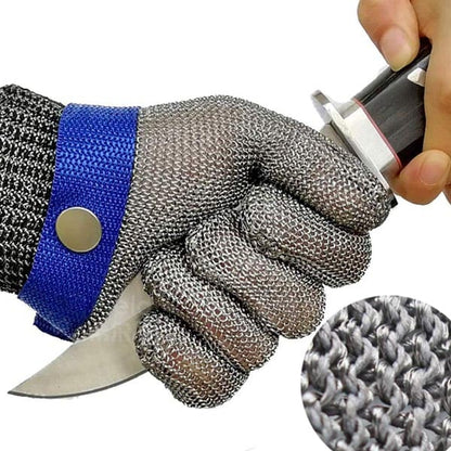 Cut-Resistant Safety Gloves | Stainless Steel Mesh Work Gloves for Food Prep Kitchen Industrial Use | Flexible Hand Protection with