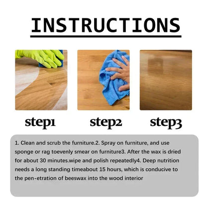 Furniture Polish Spray with Pure Beeswax for Wood Care – Restores Shine & Removes Buildup on Cabinets, Tables, Chairs – Non-Toxic Formula
