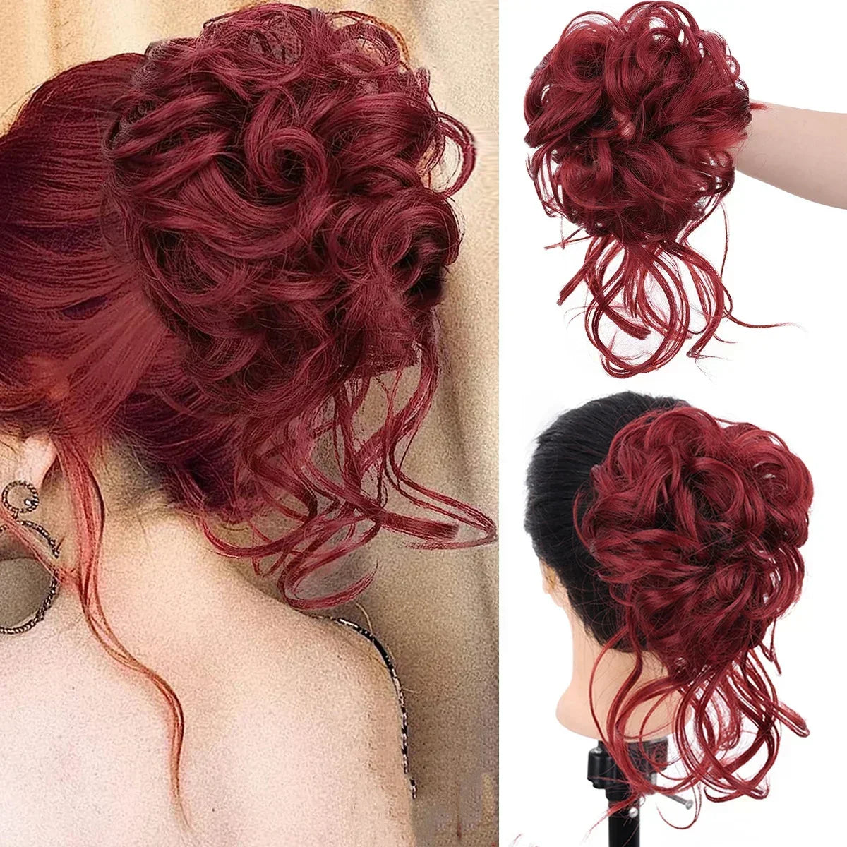 Synthetic Updo Hairpiece with Clip Attachment – Textured Volume for Thin or Fine Hair – Available in 18 Shades Including Blonde, Brown, Black, Gray &