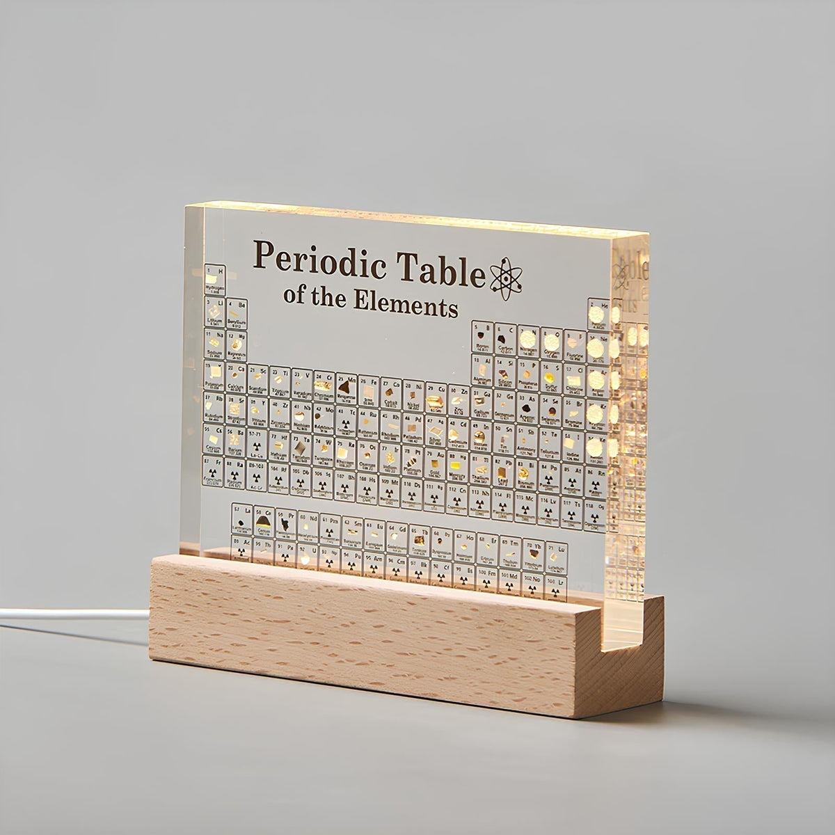 Illuminated Chemistry Display with 83 Authentic Element Specimens | Educational Desk Decor Acrylic Periodic Table Light for Science Lovers