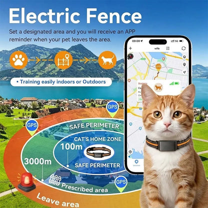 Collar-Mounted GPS Location Monitor for Cats with Geofence Alerts, Historical Route Logging & Multi-Technology Positioning for Indoor &