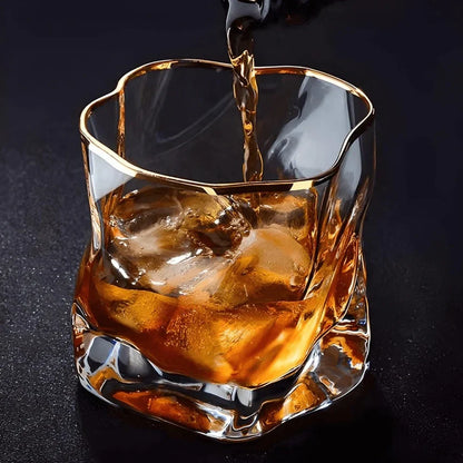 Sculpted Spirit Tumbler Set of 2 for Bourbon Scotch Whisky Cocktails Home Bar Glassware Gift