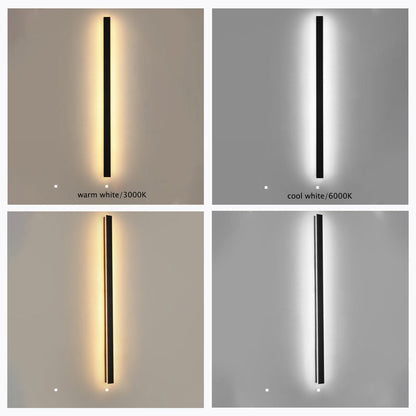 Vertical LED Exterior Light Fixture 12-59 in Aluminum Waterproof IP65 Black for Porch Entryway Pathway Garden Wall Driveway Modern Home