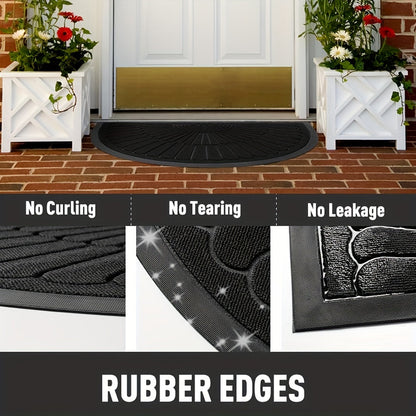 Semicircle Rubber Doormat for Entryway – Nonslip Indoor Outdoor Trap Mat for Shoes – Mudroom Floor Protection – Front Door Welcome Mat