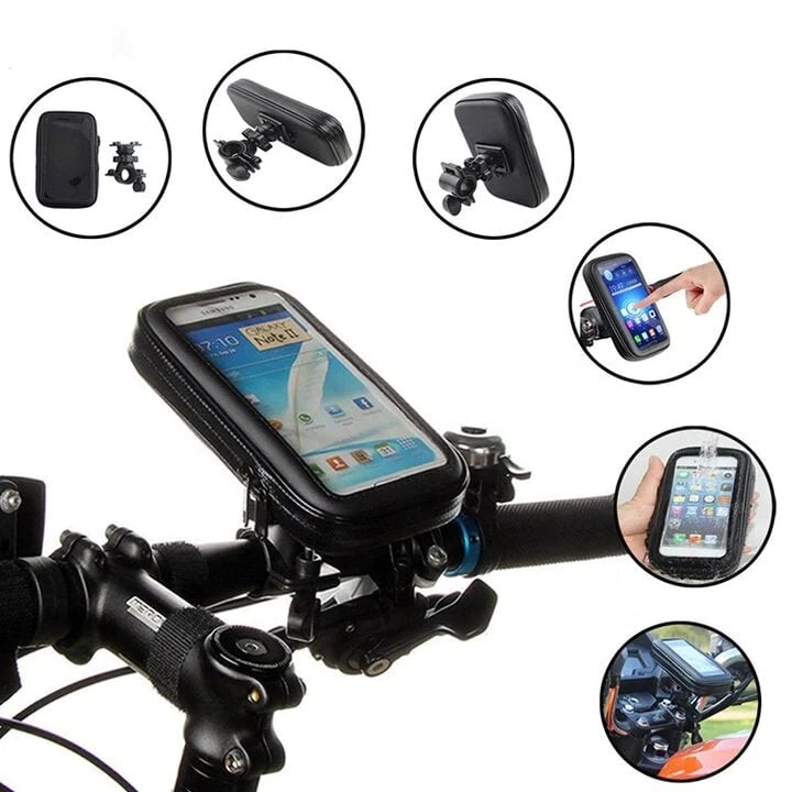 Waterproof Bike Phone Mount with Wireless Charging & 5000mAh Power Bank for E-Bikes & Motorcycles