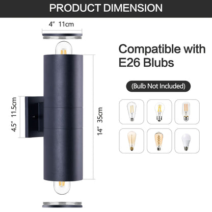 Cylora - Black Cylindrical Outdoor Wall Light