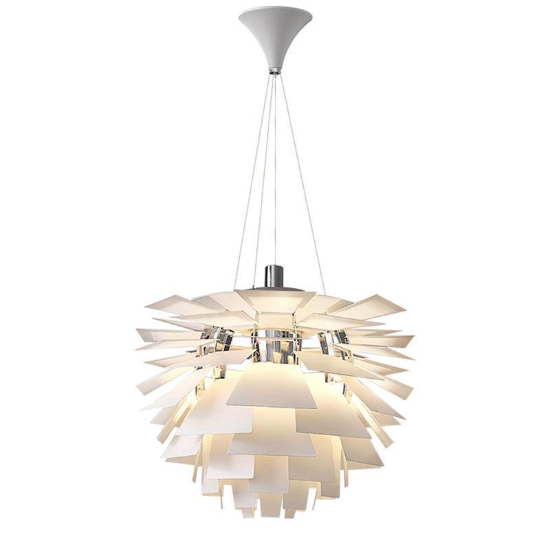 Sculptural Metal Shade Hanging Fixture 20 in Adjustable Height Overhead Lighting for Dining Room Kitchen Island Entryway Warm Glow Installat