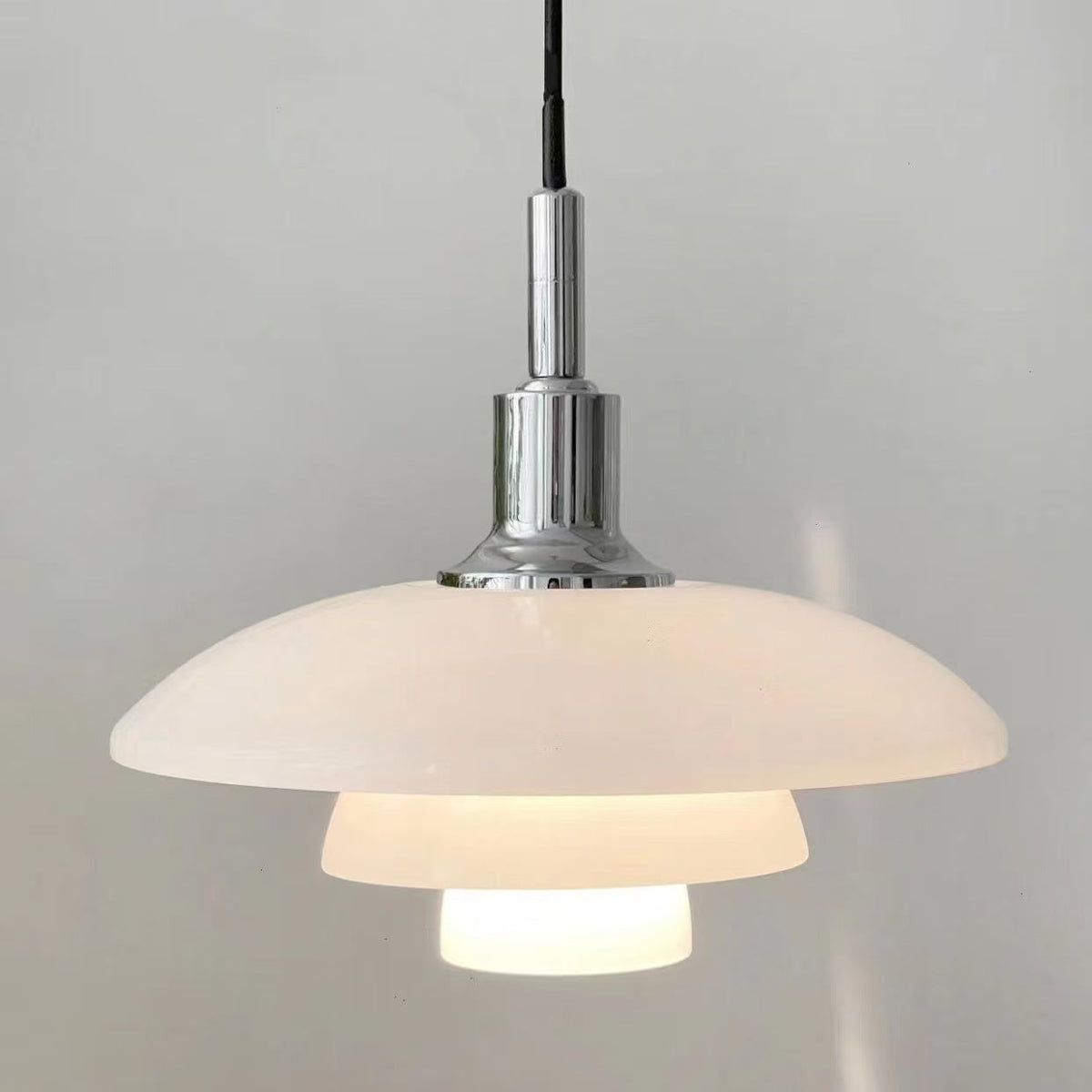 Glass Globe Ceiling Light 11-Inch White Shade Adjustable Hanging Fixture E27 Socket for Kitchen Dining Room Bedroom Modern Minimalist Scandi