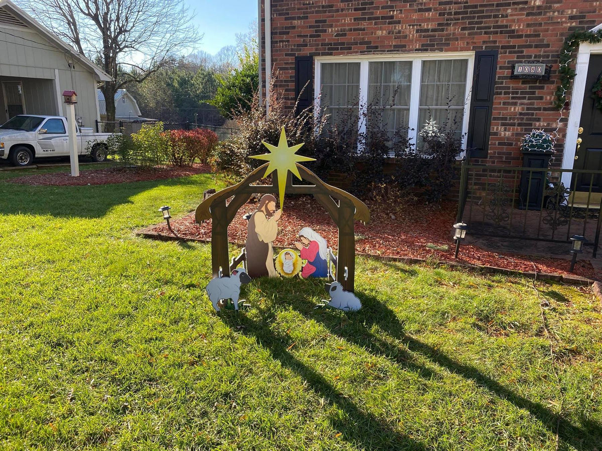 Outdoor Nativity Scene Set – Weather-Resistant Christmas Yard Display with Holy Family Figurines