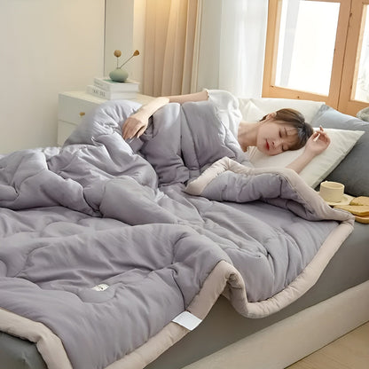 Manta refrescante ligera | Poliéster ultrasuave con elegante ribete gris | Perfecta para el hogar, viajes y camping