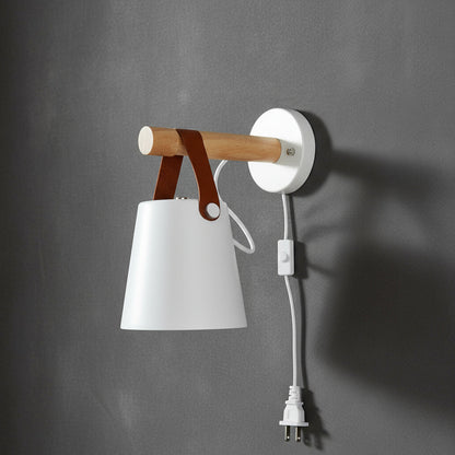 Wooden Wall Sconce Minimalist Bedroom Lighting Black White Hardwired Plug In Ambient Light Fixture Modern Scandinavian Style Home Decor