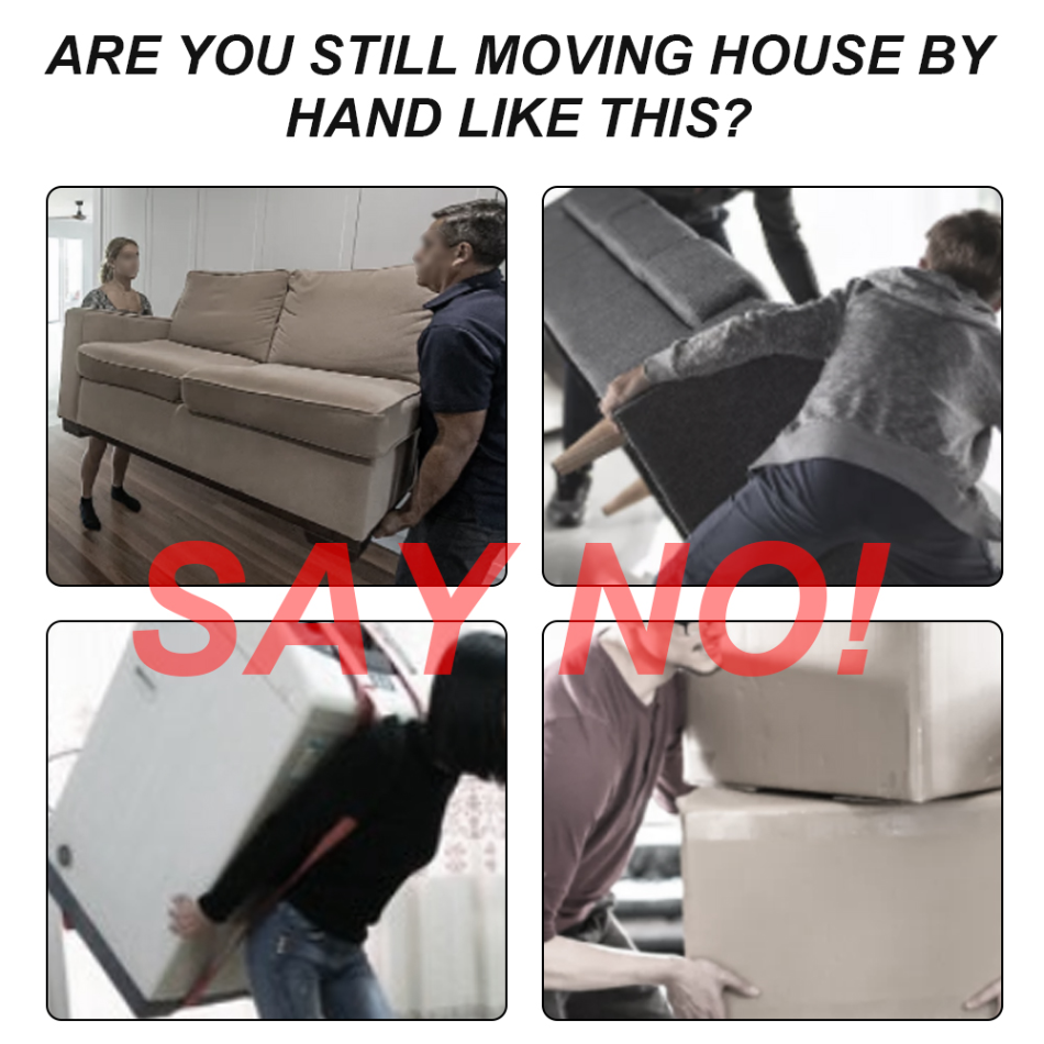 Heavy-Duty Furniture Moving Kit with Lifter Bar & Rolling Pads for Sofas Cabinets Appliances Hardwood Tile Carpet Floors Home Office