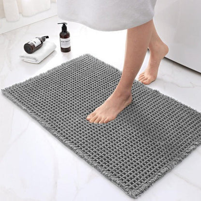 Alfombra de baño de tejido tipo waffle, de secado rápido, antideslizante, color beige, para hogares modernos, felpa cómoda