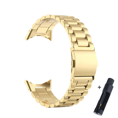 Steel Bracelet-Style Band for Google Pixel Watch & Pixel Watch 2 – Secure Link Design – Compatible with 41mm Case – 8 Finishes – Clasp