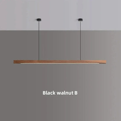 Linear Wood Hanging Light for Kitchen Island & Dining Table – Adjustable LED Ceiling Fixture in Pine or Walnut, 31-71 in Wide, Dimmable Opti
