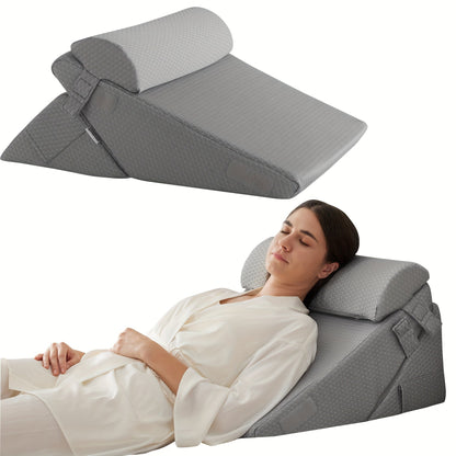 7-in-1 Adjustable Memory Foam Wedge Pillow System for Back Pain, Acid Reflux & Post-Surgery Support