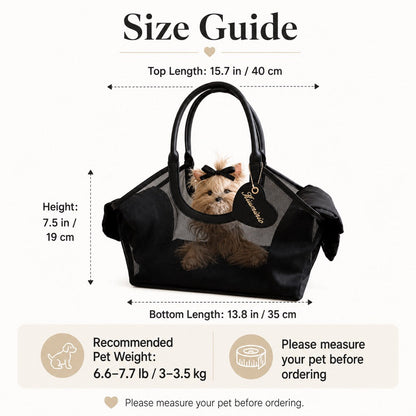 Ortekor Chic Mesh Pet Carrier Tote for Cafe Runs & Vet Visits - Breathable Small Dog & Cat Travel Bag