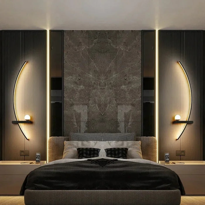 Curved LED Sconce Aluminum Arc Light for Bedroom Hallway Living Room Modern Accent Lighting Fixture Black Gold Finish Wall Mount Indoor Illu
