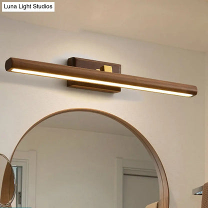 Linear Wood Vanity Light Fixture with LED & Acrylic Diffuser for Bathroom Mirror | Modern Sconce in Dark Walnut Finish