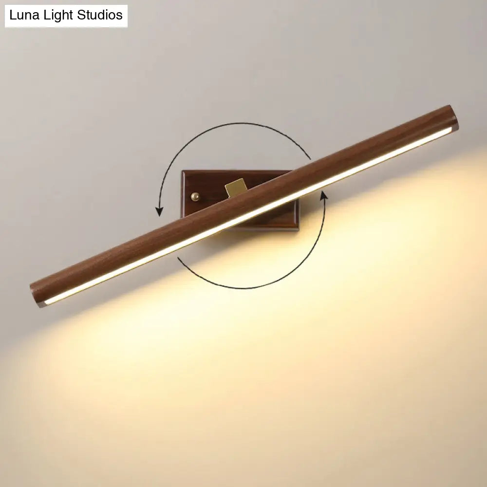 Linear Wood Vanity Light Fixture with LED & Acrylic Diffuser for Bathroom Mirror | Modern Sconce in Dark Walnut Finish