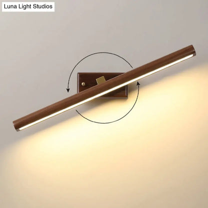 Linear Wood Vanity Light Fixture with LED & Acrylic Diffuser for Bathroom Mirror | Modern Sconce in Dark Walnut Finish