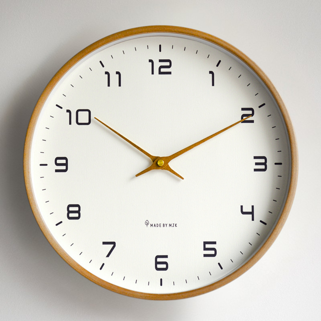 Silent Wood Wall Clock Quartz Movement 10 or 12 Inch Diameter Minimalist Home Decor Timepiece for Living Room Bedroom Office