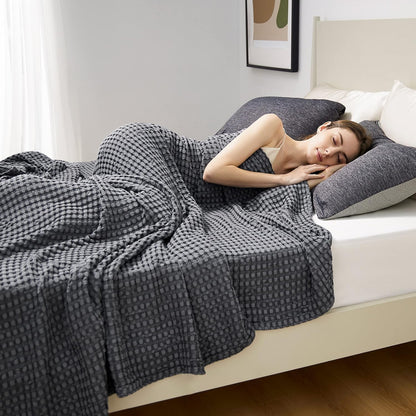 Cozy Haven | Manta de nido de abeja refrescante para cama queen, de algodón y bambú ligero | Manta de verano suave para personas calurosas
