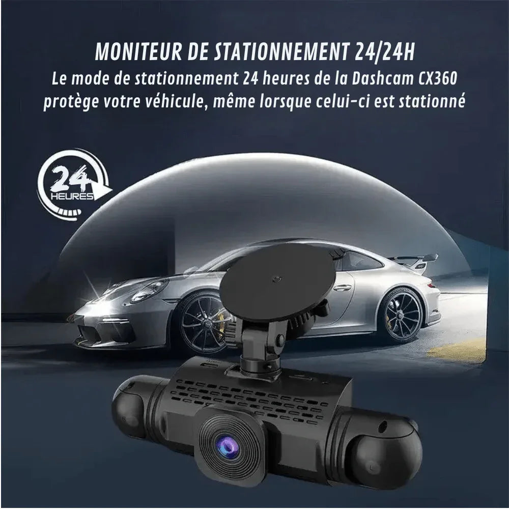 360-Degree Car Dash Cam with Rear Camera & Night Vision – 1080p Full HD Front, Back & Interior Recording System