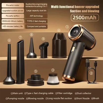 Handheld Cordless Auto Vacuum – 45000Pa High-Power Suction for Cars, Upholstery & Pet Hair | 5-in-1 Wet/Dry Cleaner