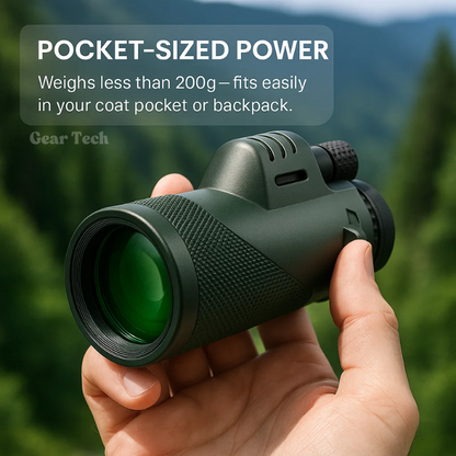 Pocket Monocular Telescope 60x Zoom HD Optics for Wildlife Watching Hiking Concerts Sporting Events Compact Lightweight Phone Camera Adapter
