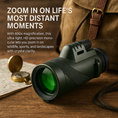 Pocket Monocular Telescope 60x Zoom HD Optics for Wildlife Watching Hiking Concerts Sporting Events Compact Lightweight Phone Camera Adapter