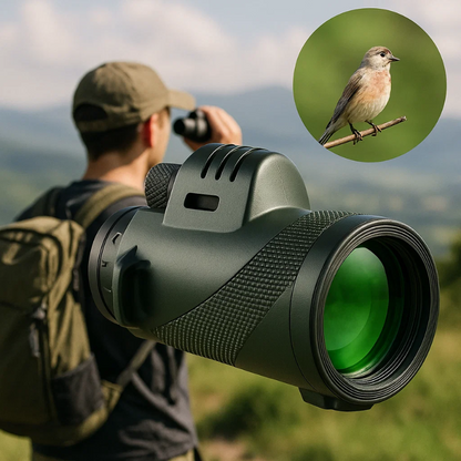 Pocket Monocular Telescope 60x Zoom HD Optics for Wildlife Watching Hiking Concerts Sporting Events Compact Lightweight Phone Camera Adapter
