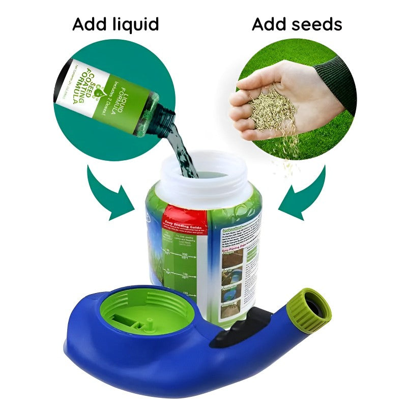 Spray-On Grass Seed Hydro Seeding System for Bare Spots & Dog Patches – Garden Hose Attachment Lawn Repair Kit for Quick Coverage & Green