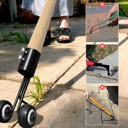 Dual-Hook Crack Weeder Tool for Paving & Driveways – Detachable Metal Weeding Head for Patio Gaps & Lawn Edges