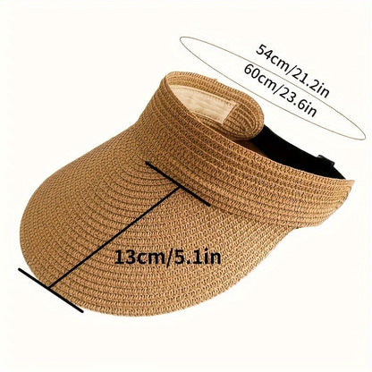 Women's Sun Visor Hat with Wide Brim – Foldable UV Protection Cap for Beach, Travel & Outdoors