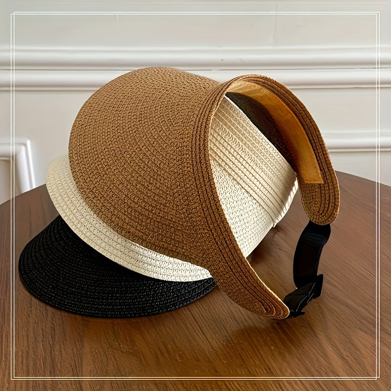 Women's Sun Visor Hat with Wide Brim – Foldable UV Protection Cap for Beach, Travel & Outdoors